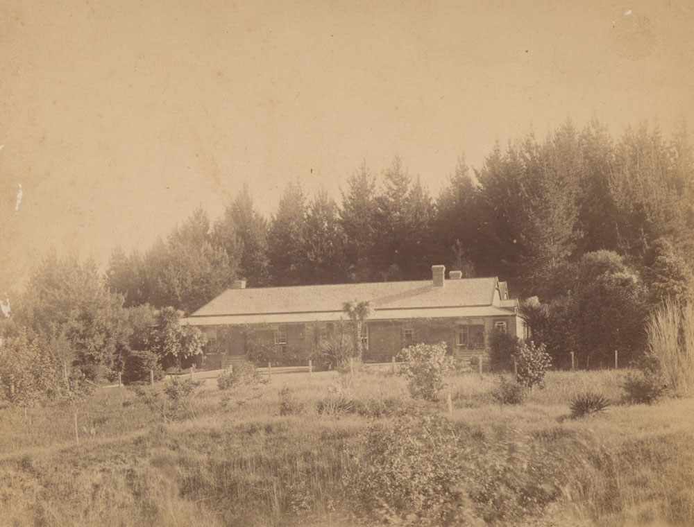 Te Aute College 'the cottage', with a portrait of Mrs J Williams on the verso