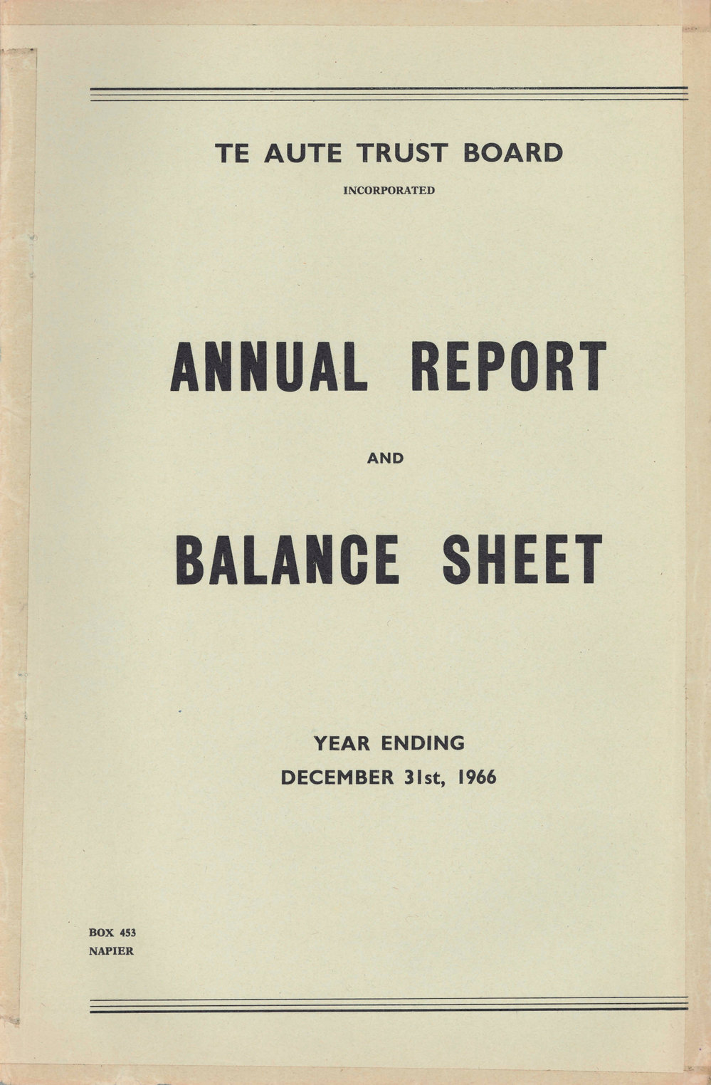 Te Aute Trust Board Annual Report 1966