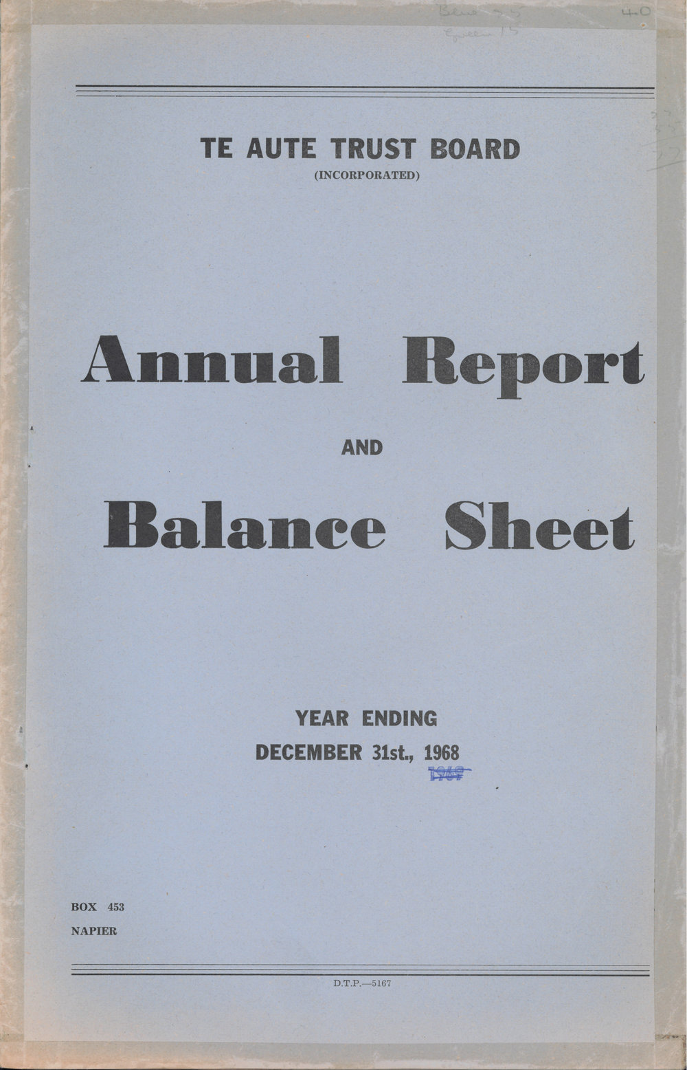 Te Aute Trust Board Annual Report 1968