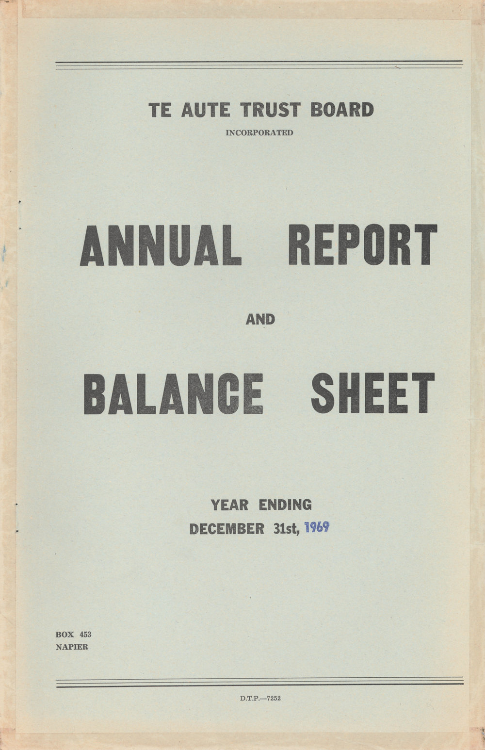 Te Aute Trust Board Annual Report 1969