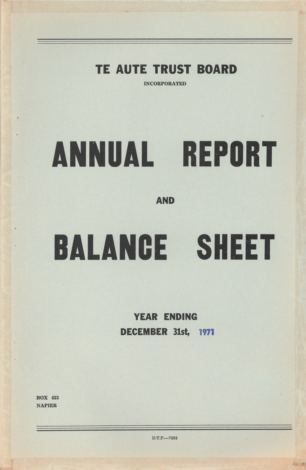 Te Aute Trust Board Annual Report 1971