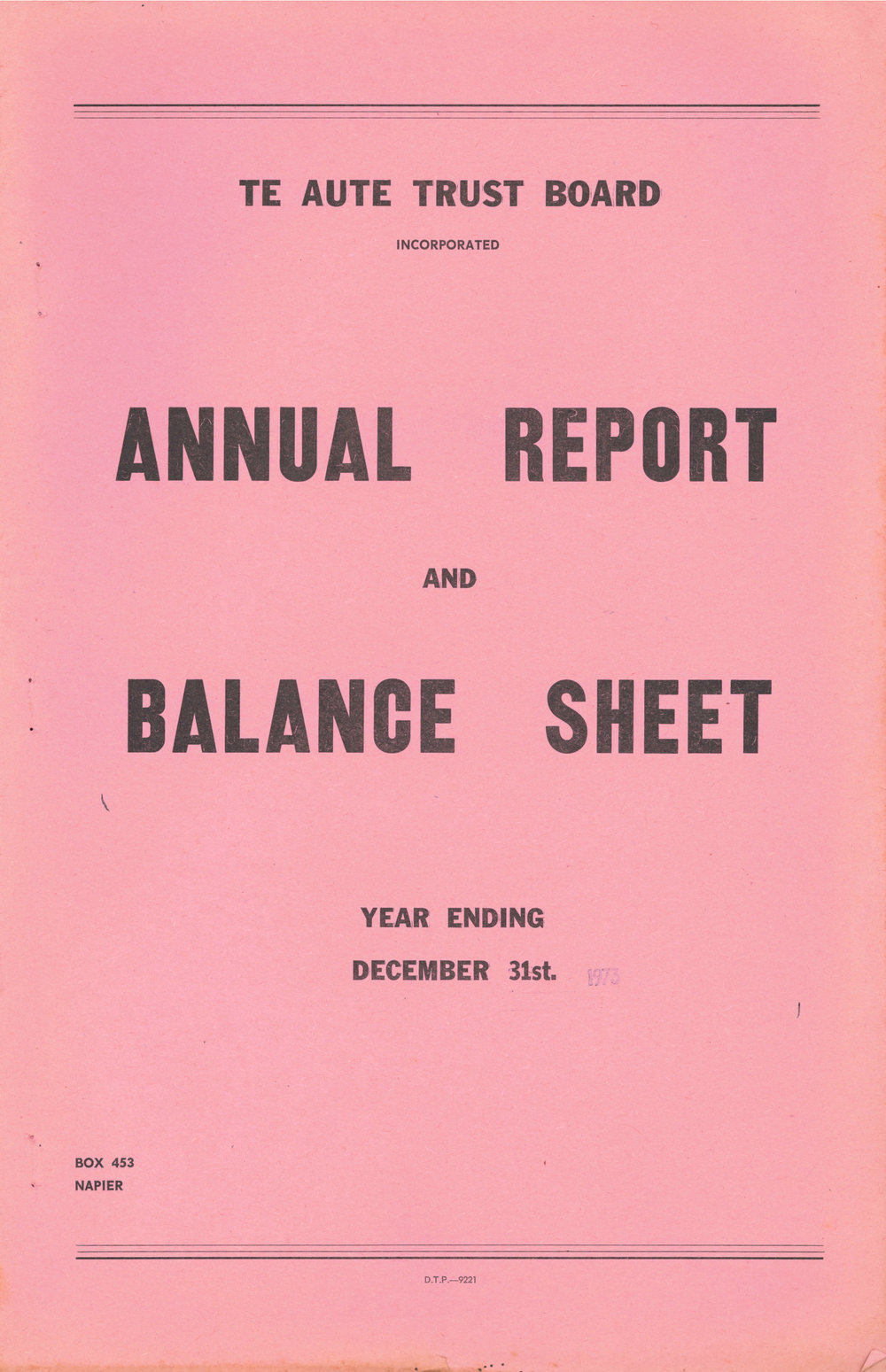 Te Aute Trust Board Annual Report 1973