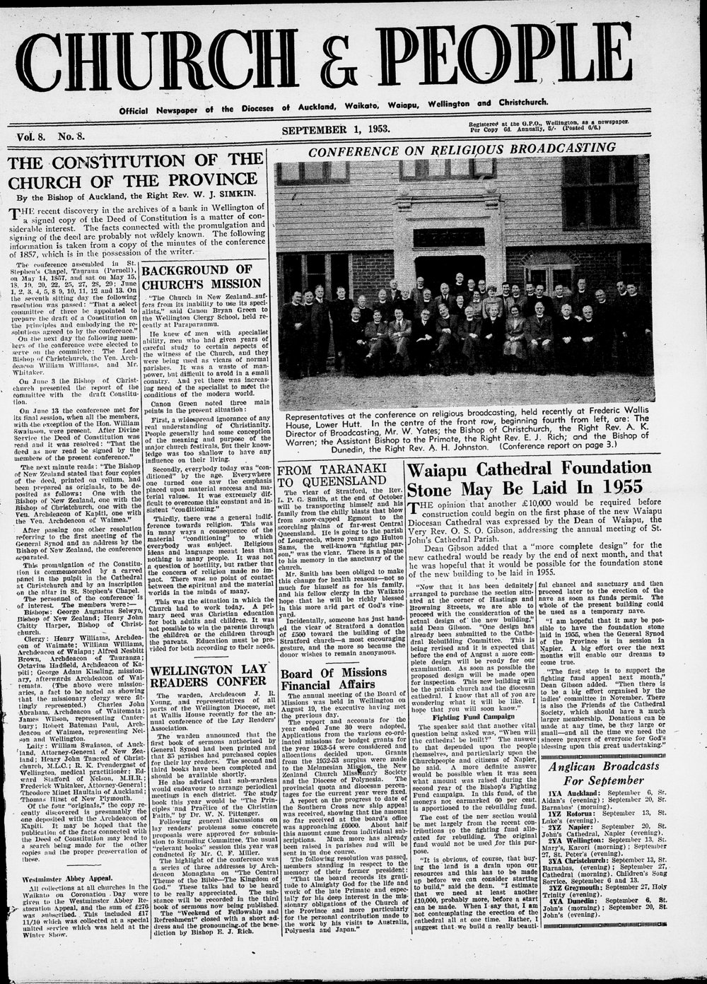 Church &amp; People: September 1953