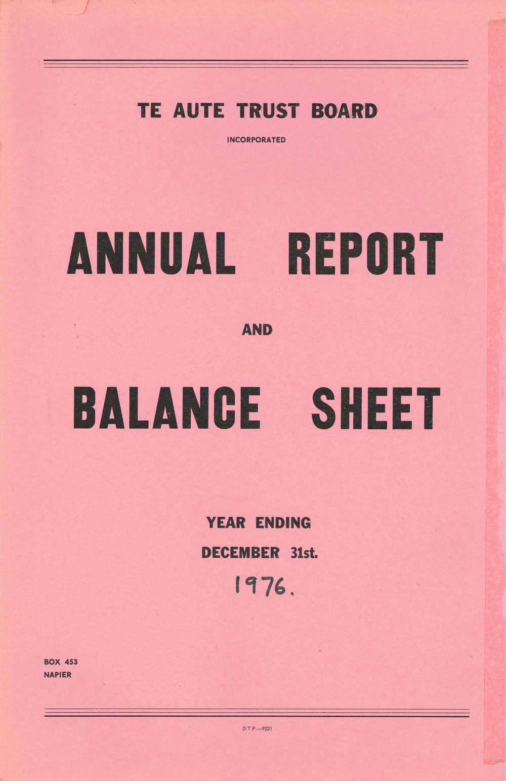 Te Aute Trust Board Annual Report 1976