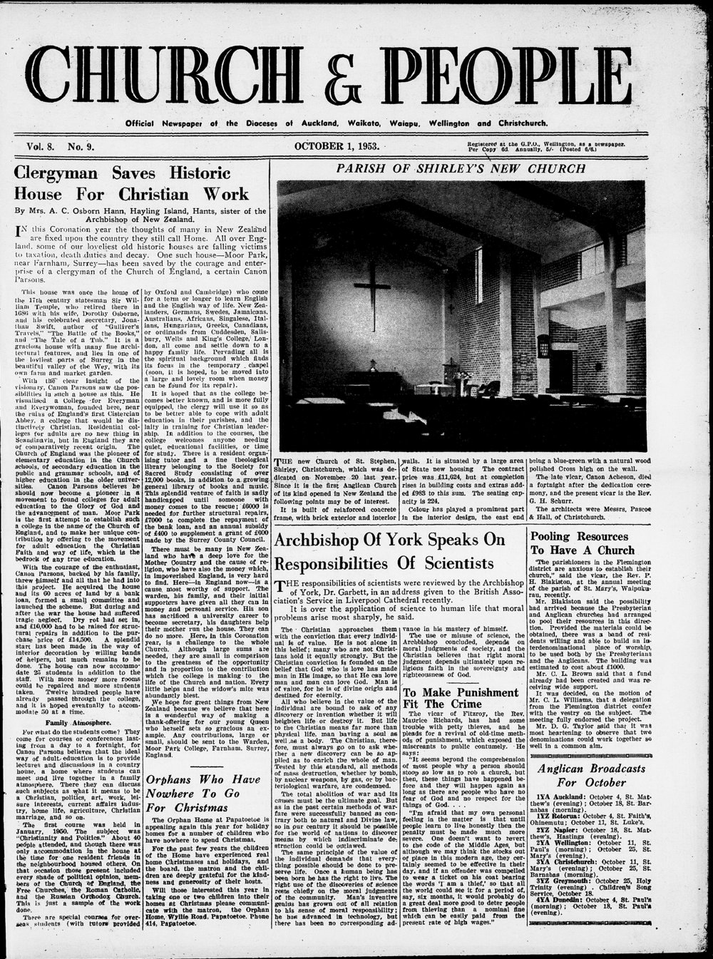 Church &amp; People: October 1953