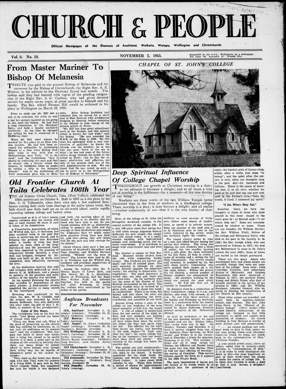 Church &amp; People: November 1953