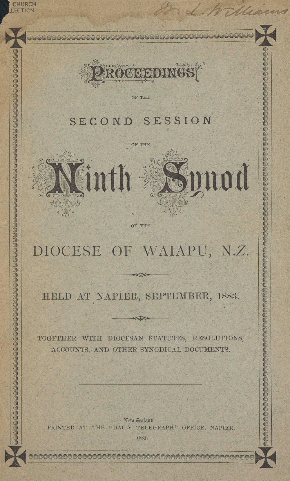 Diocese of Waiapu Synod Proceedings 1883