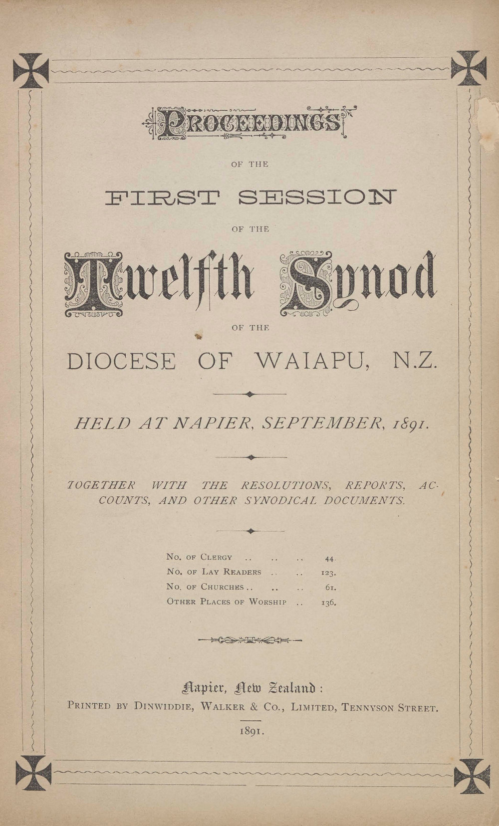 Diocese of Waiapu Synod Proceedings 1891