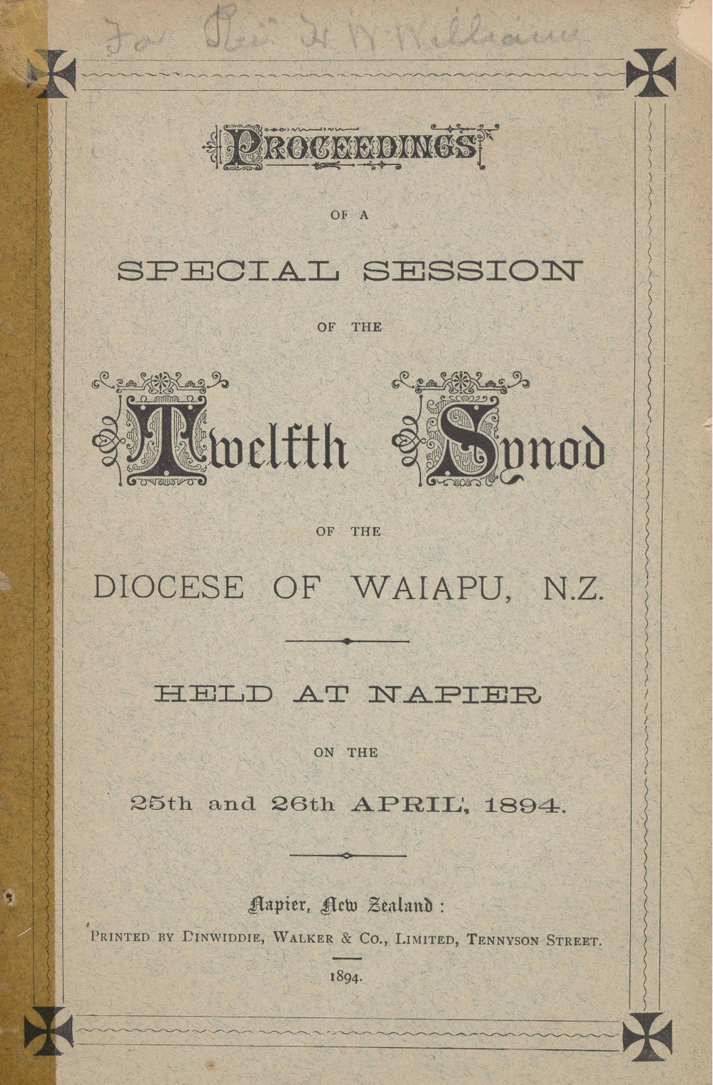 Diocese of Waiapu Synod Proceedings 1894