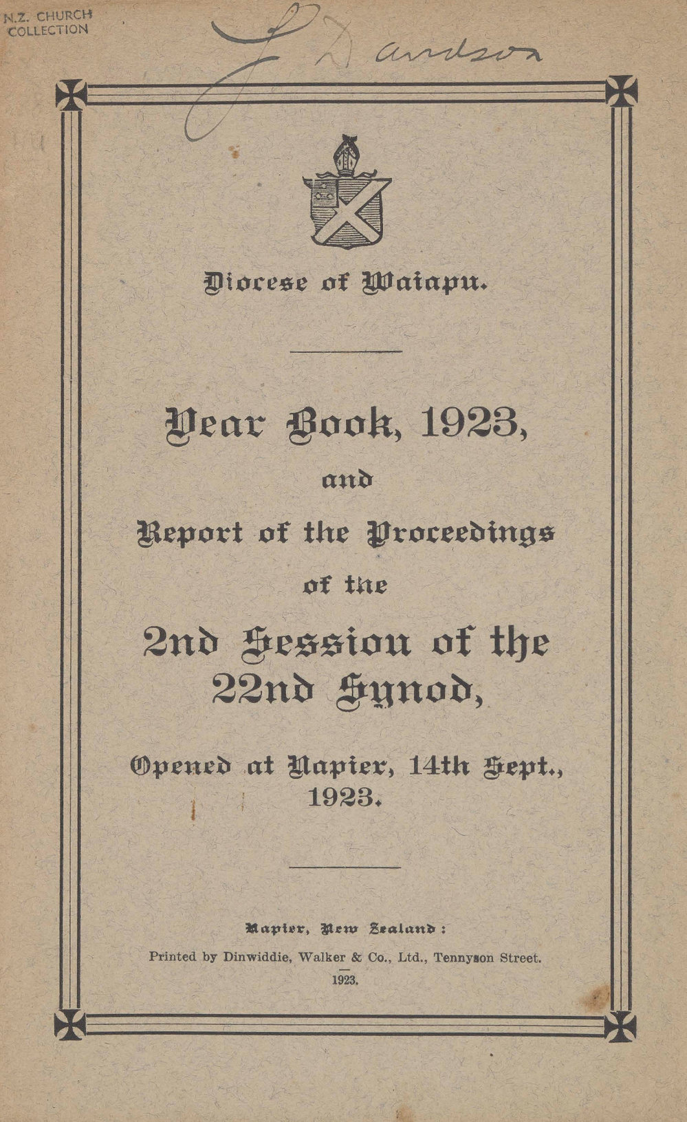 Diocese of Waiapu Synod Proceedings 1923