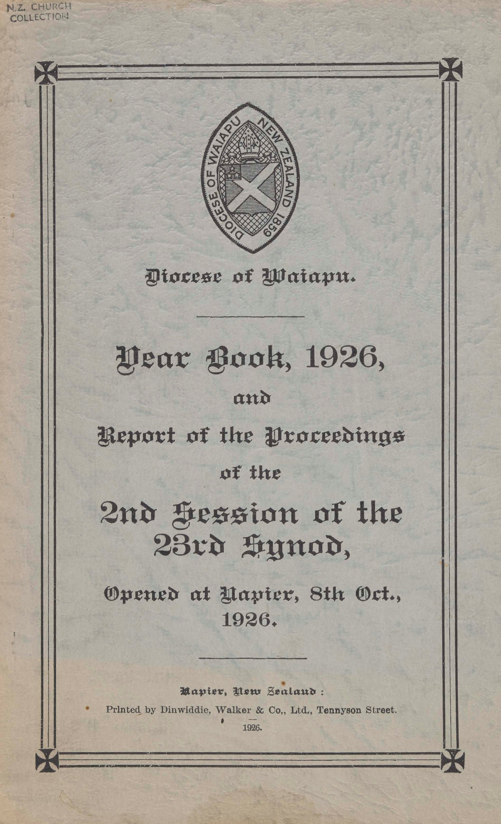 Diocese of Waiapu Synod Proceedings 1926