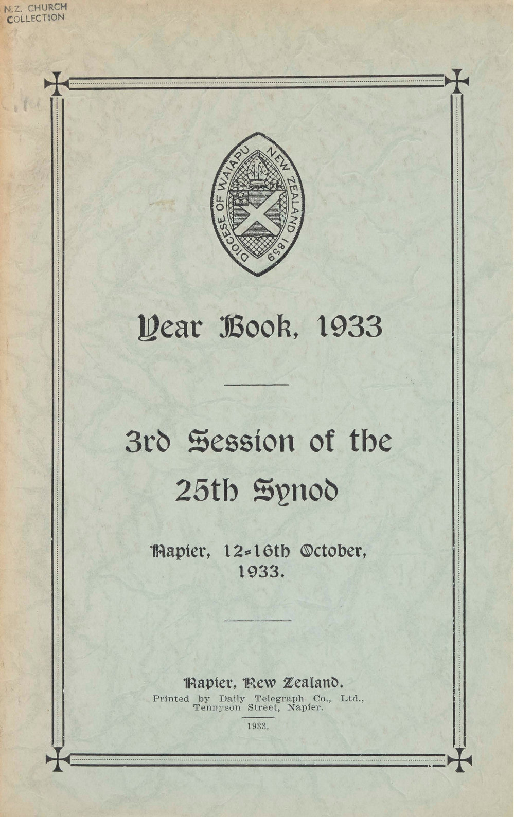 Diocese of Waiapu Synod Proceedings 1933