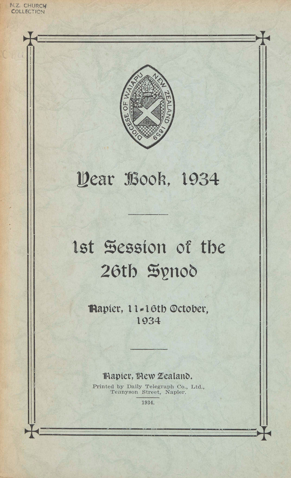 Diocese of Waiapu Synod Proceedings 1934