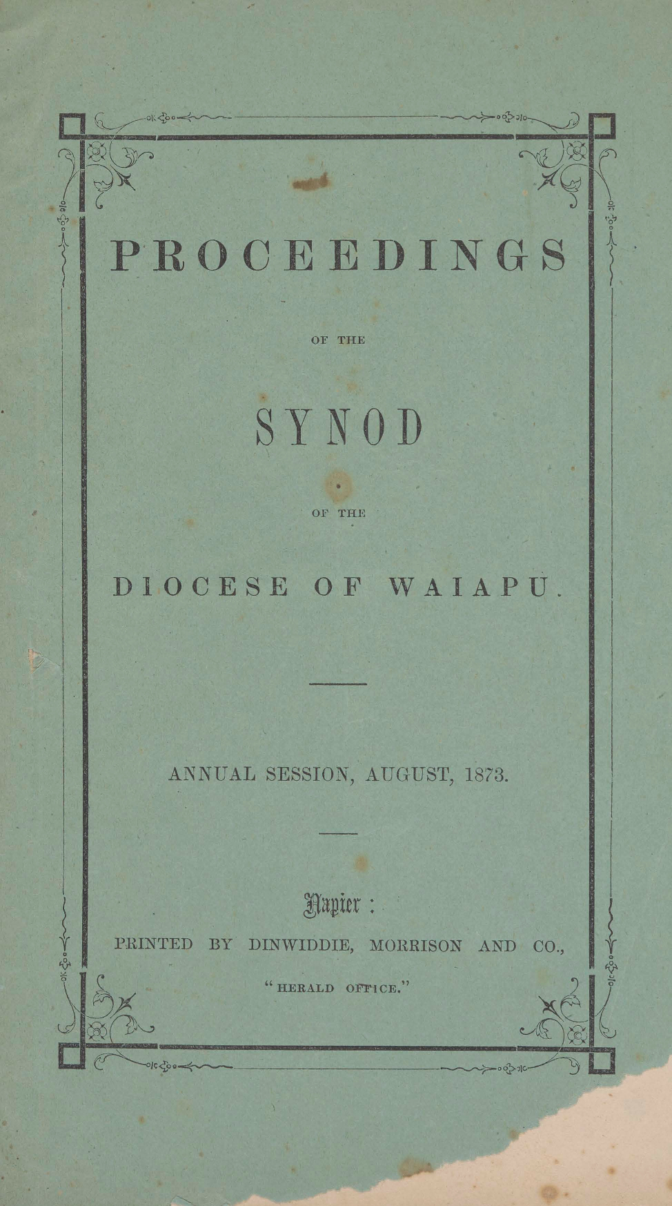 Diocese of Waiapu Synod Proceedings 1873