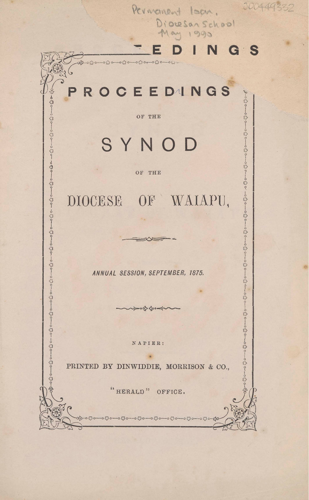 Diocese of Waiapu Synod Proceedings 1875