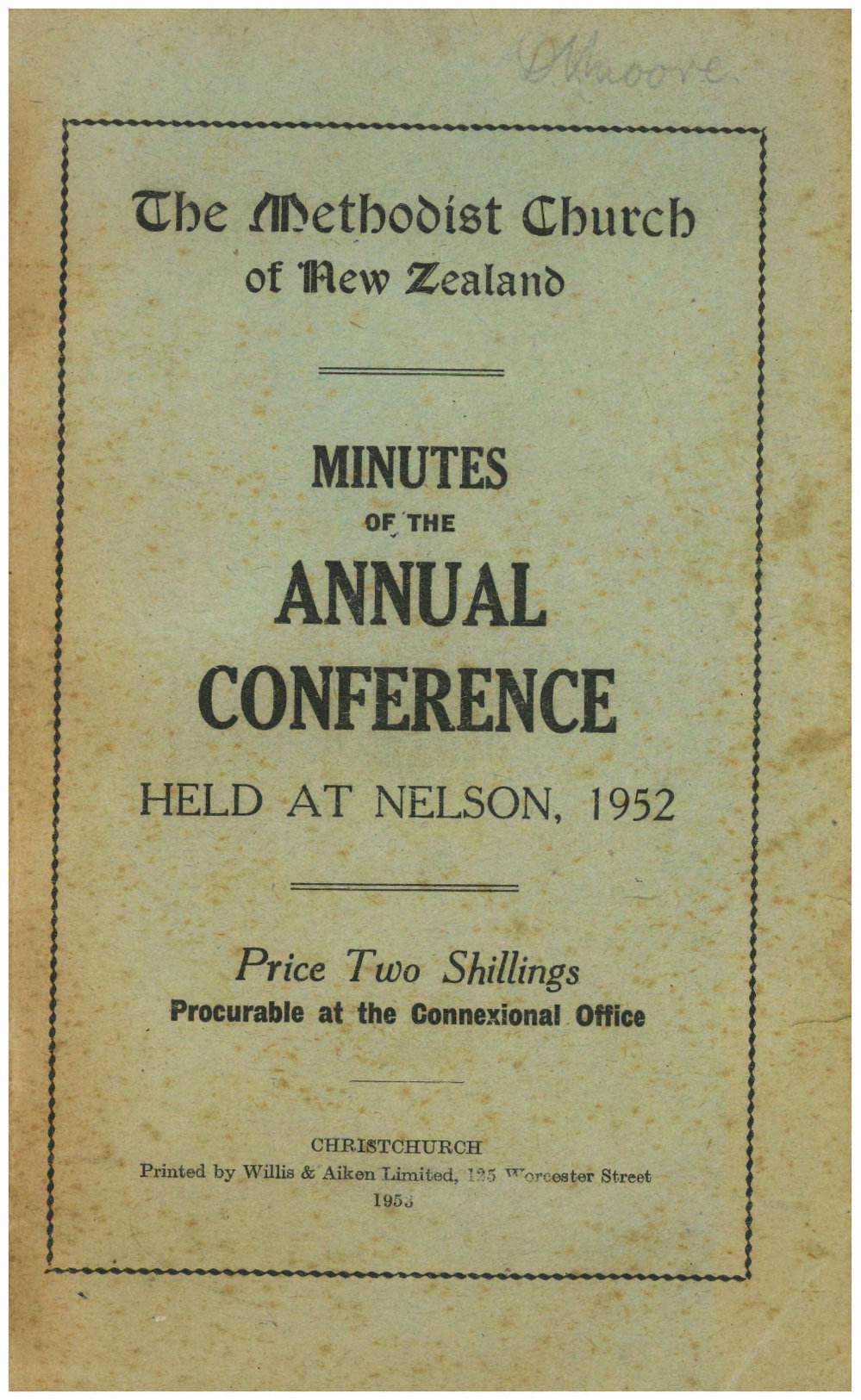 Methodist Church of New Zealand Conference Minutes 1952