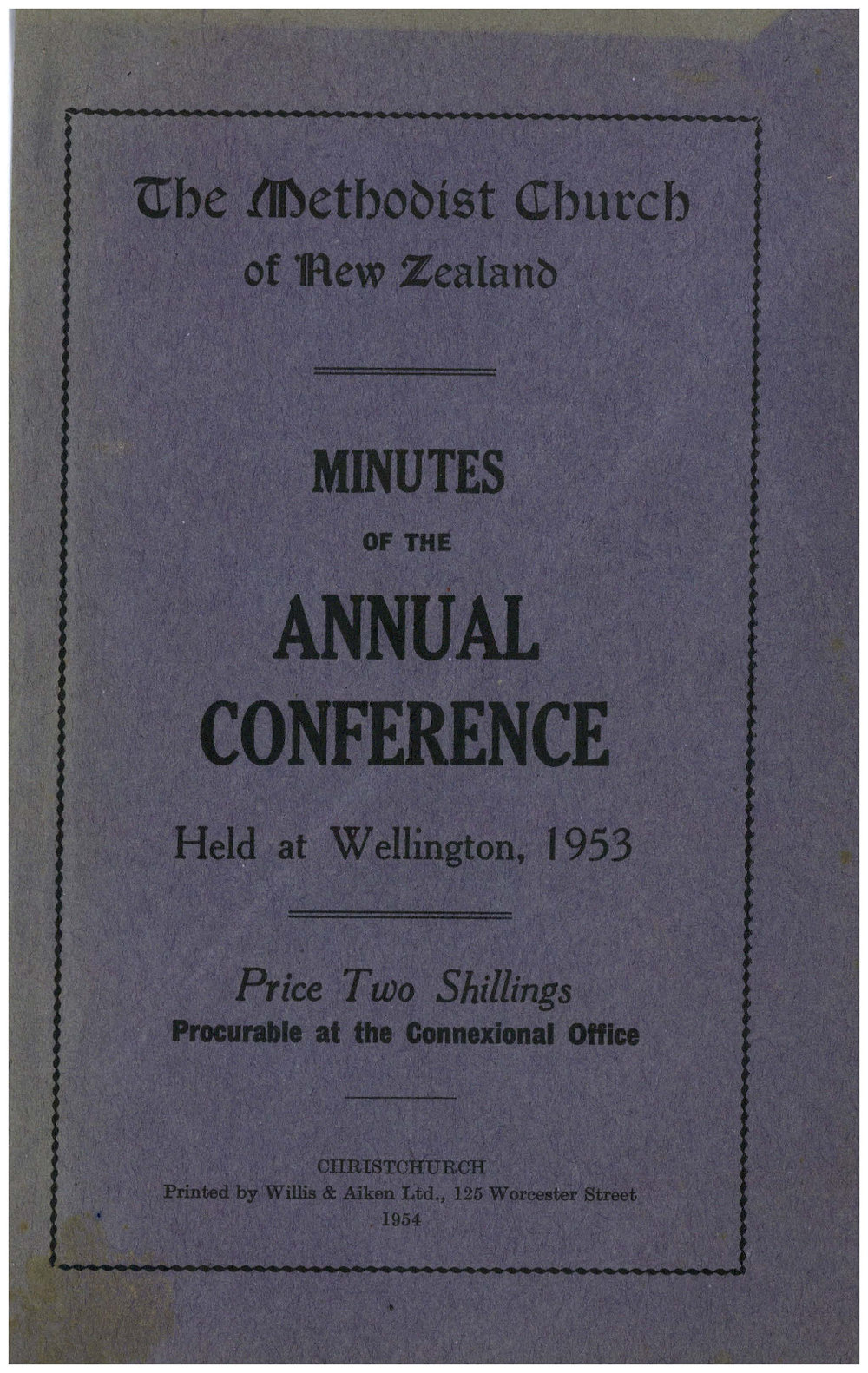 Methodist Church of New Zealand Conference Minutes 1953