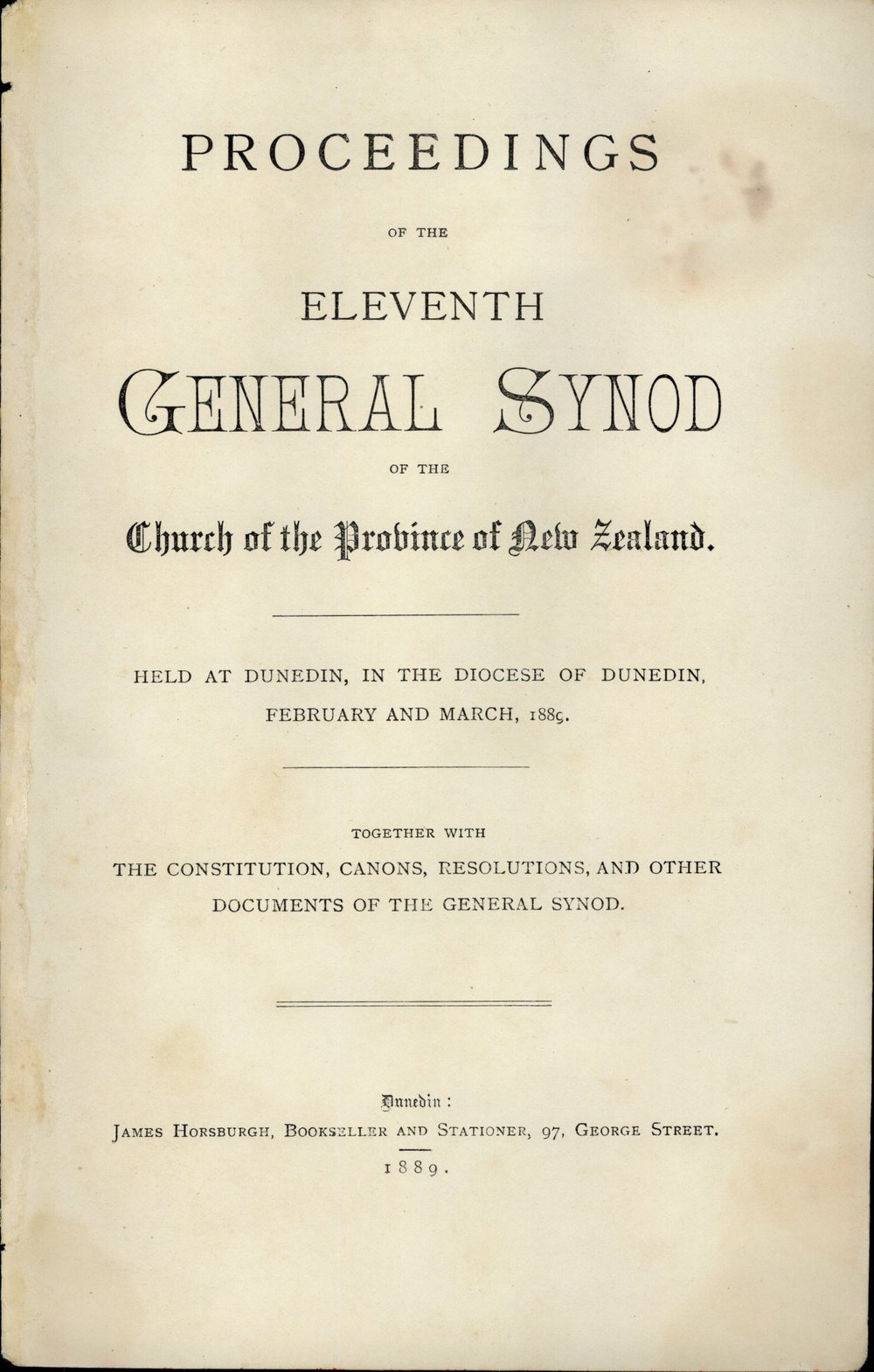 Proceedings of the General Synod: 11th General Synod, 1889