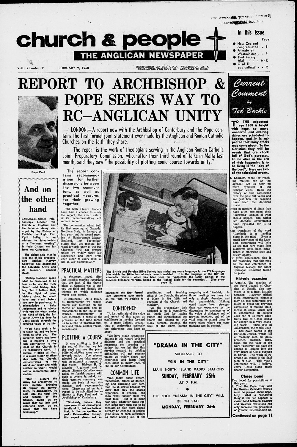 Church &amp; People: 9th February 1968