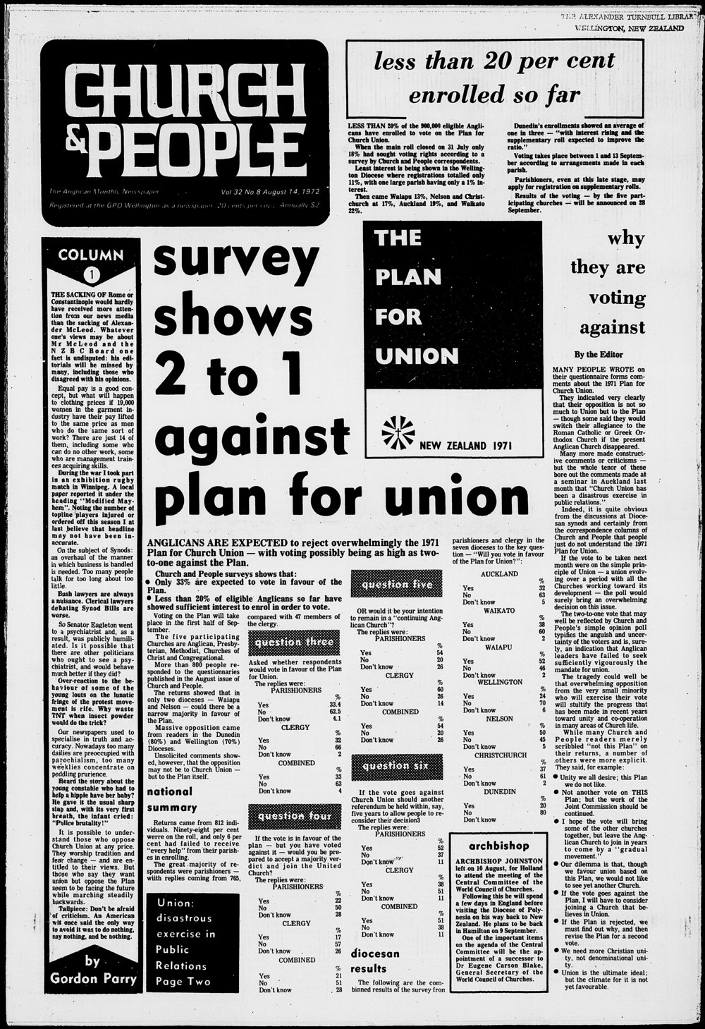 Church &amp; People: 14th August 1972