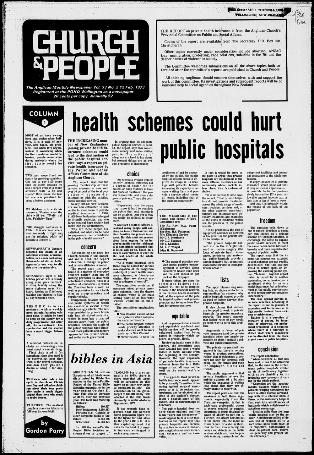 Church &amp; People: 12th February 1973