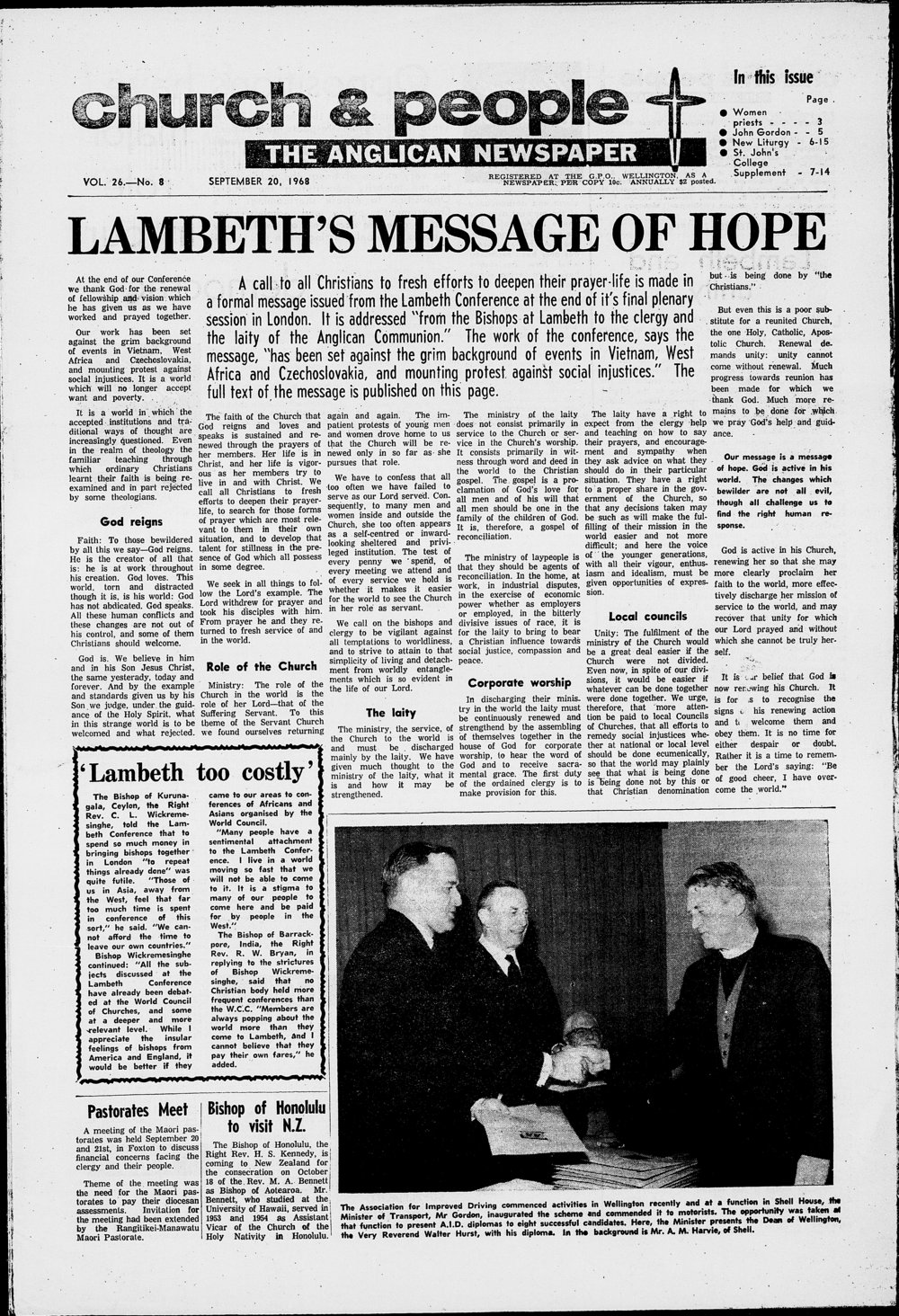 Church &amp; People: 20th September 1968