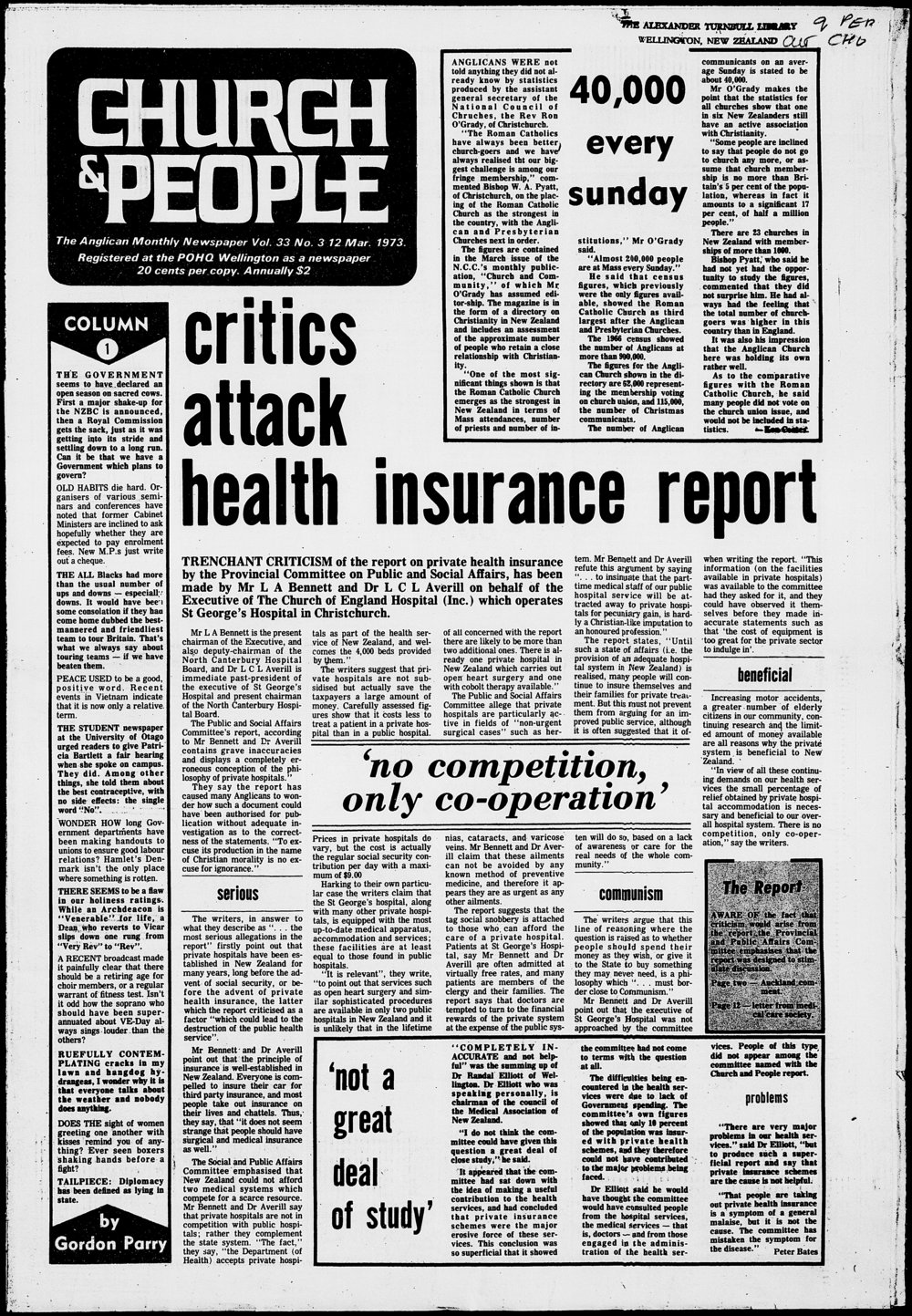 Church &amp; People: 12th March 1973