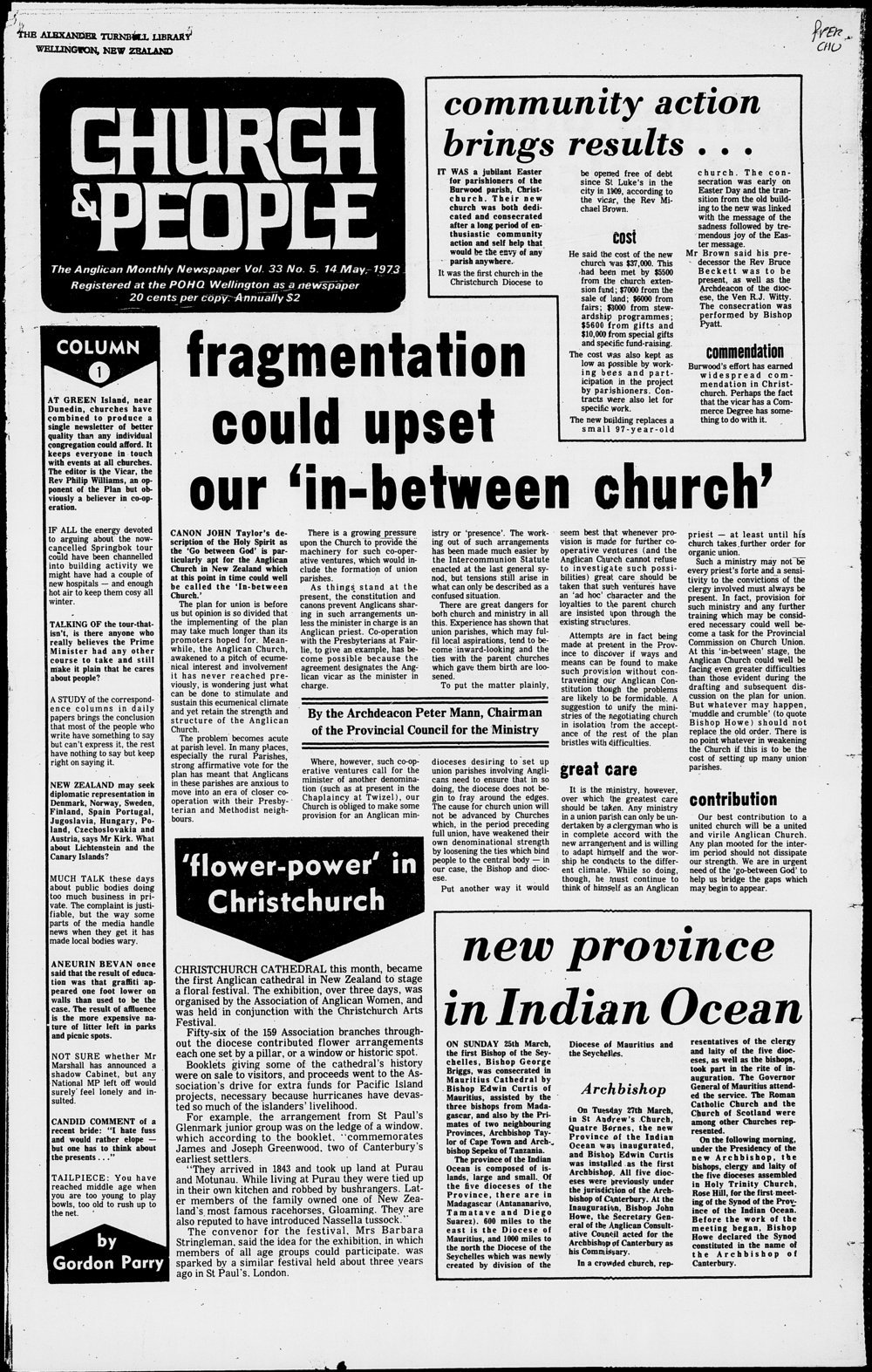 Church &amp; People: 14th May 1973