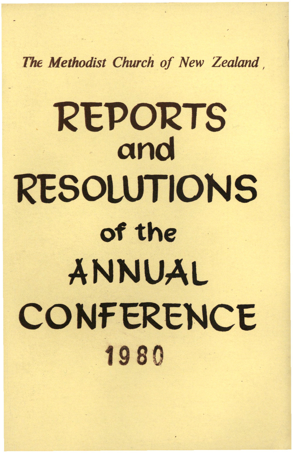 Methodist Church of New Zealand Conference Minutes 1980