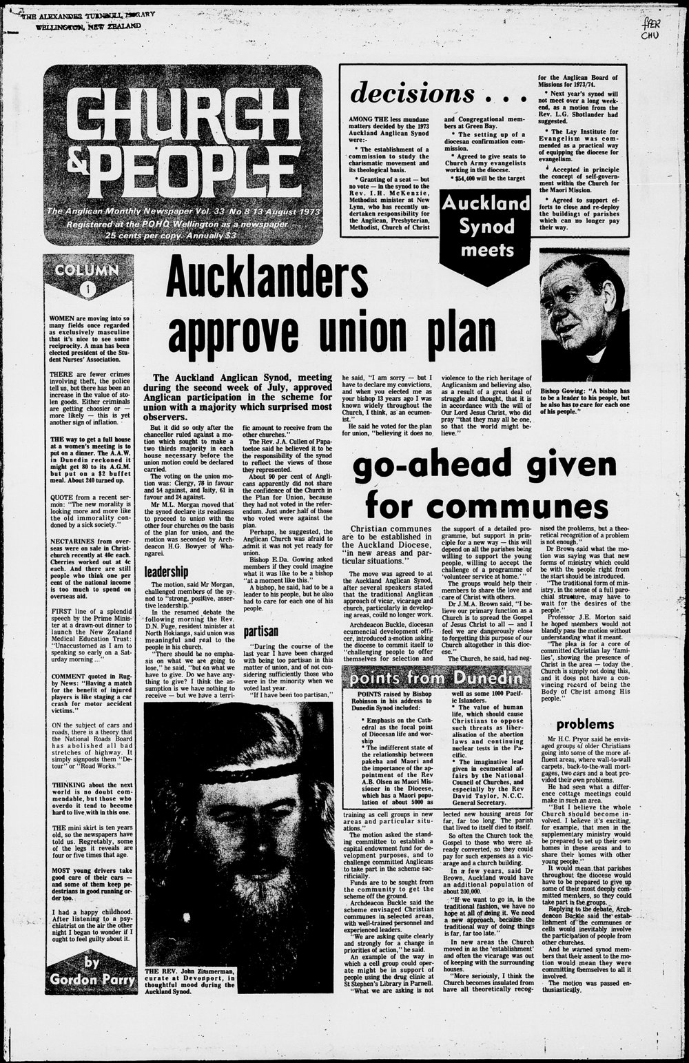 Church &amp; People: 13th August 1973