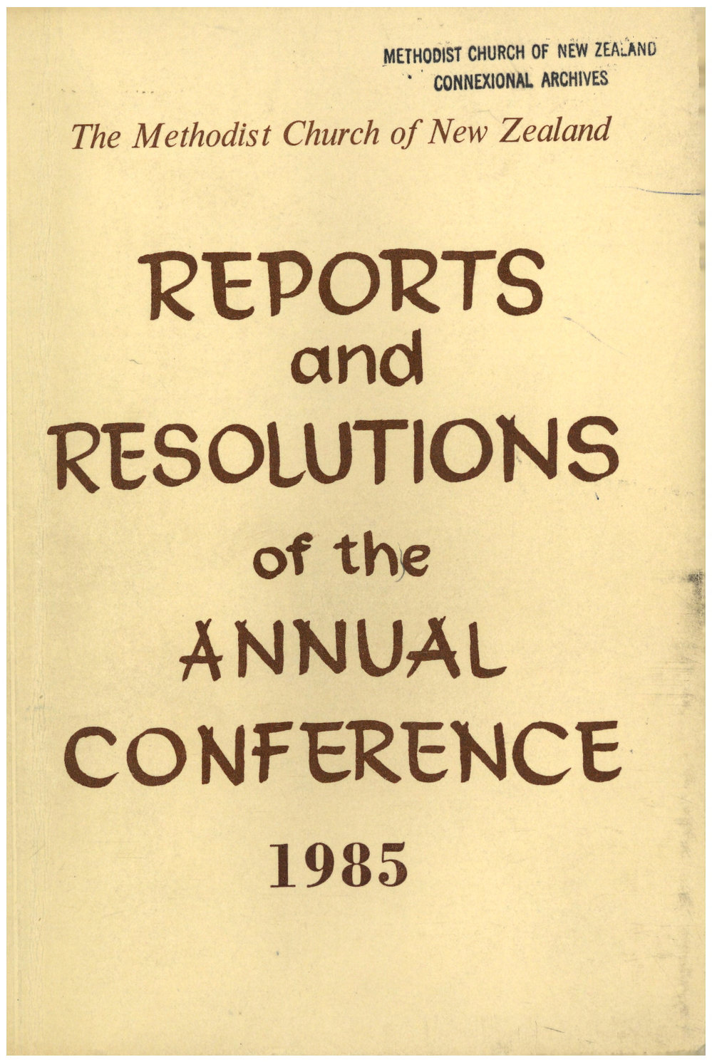 Methodist Church of New Zealand Conference Minutes 1985