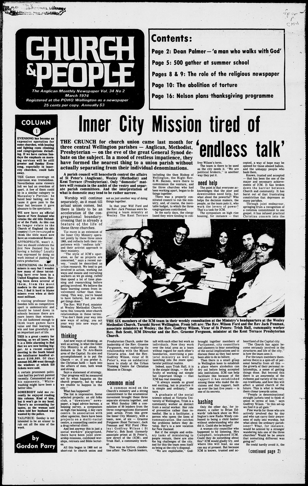 Church &amp; People: March 1974