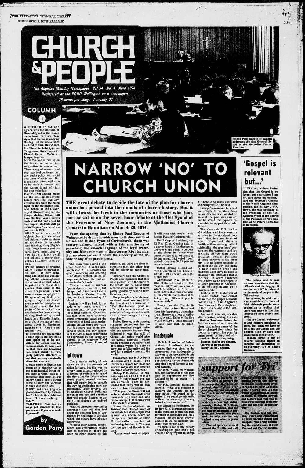 Church &amp; People: April 1974