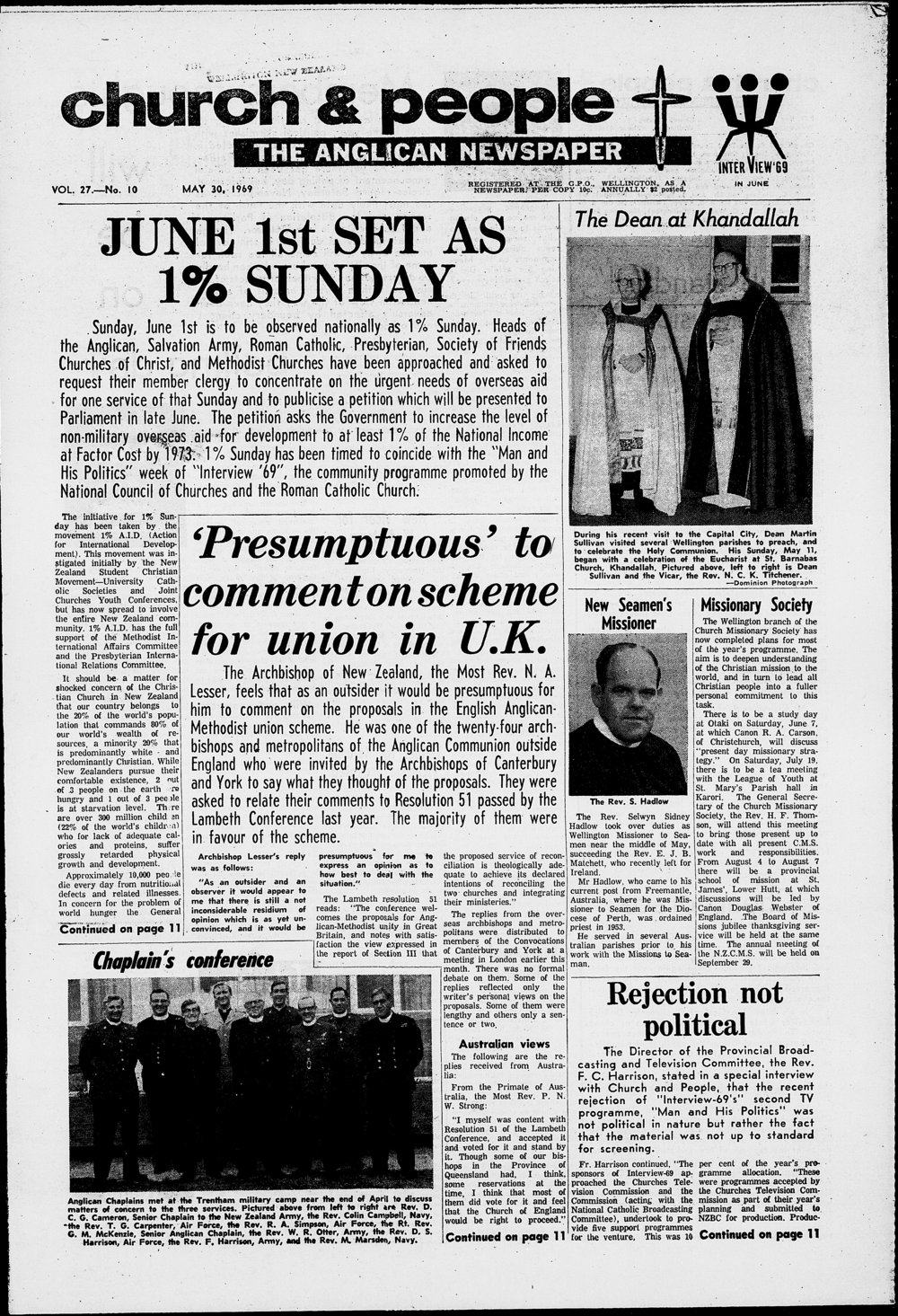 Church &amp; People: 30th May 1969