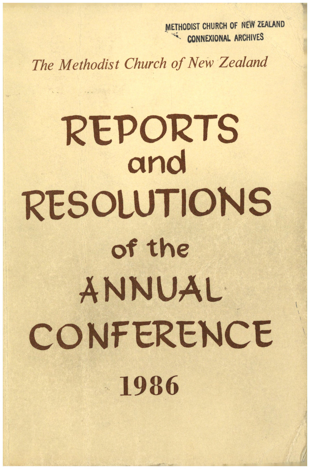 Methodist Church of New Zealand Conference Minutes 1986