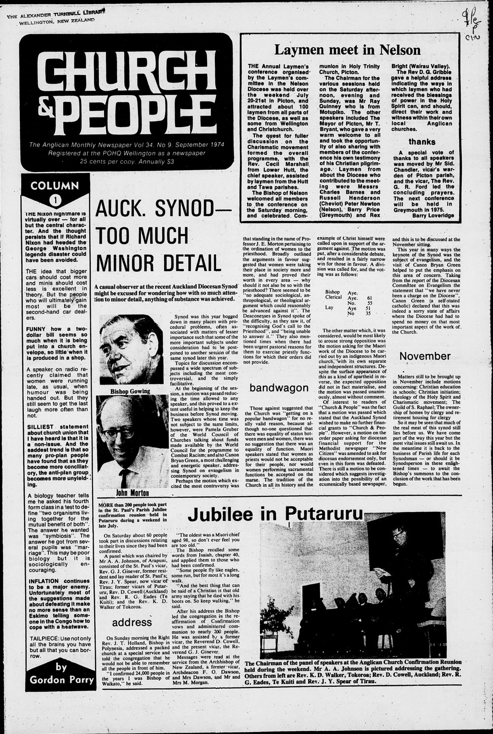 Church &amp; People: September 1974