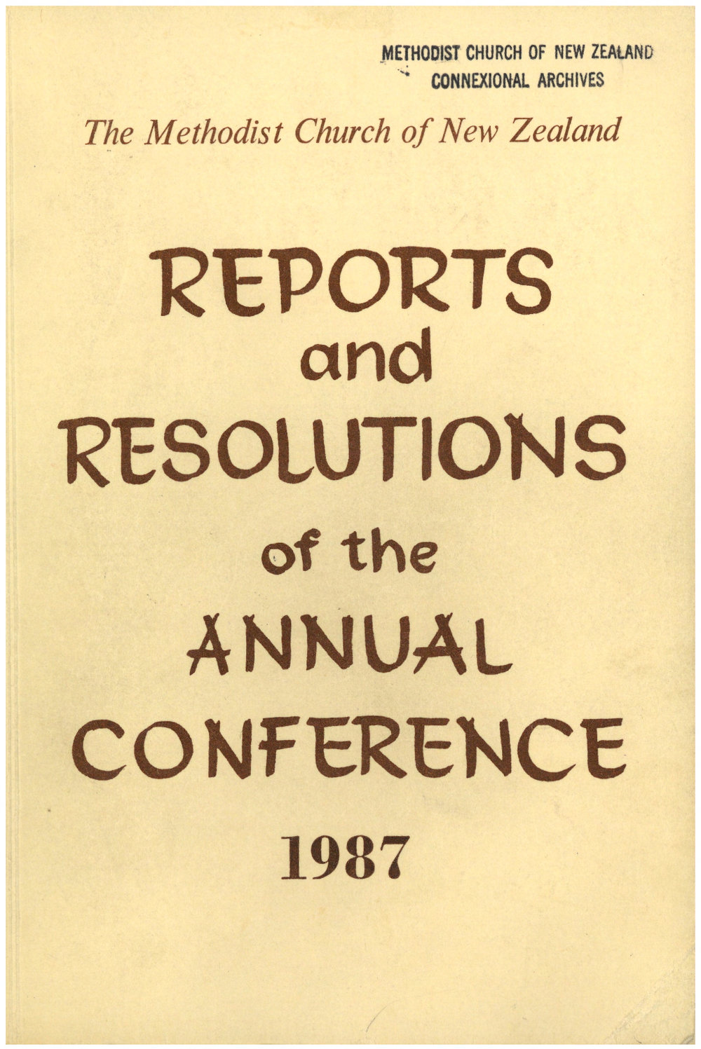 Methodist Church of New Zealand Conference Minutes 1987