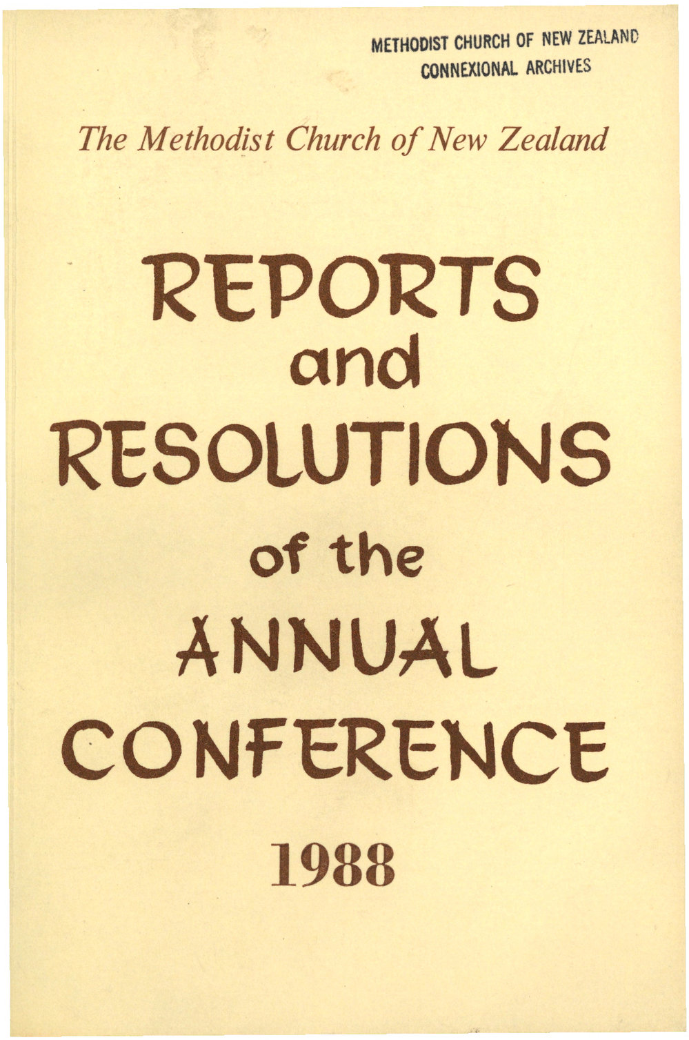 Methodist Church of New Zealand Conference Minutes 1988