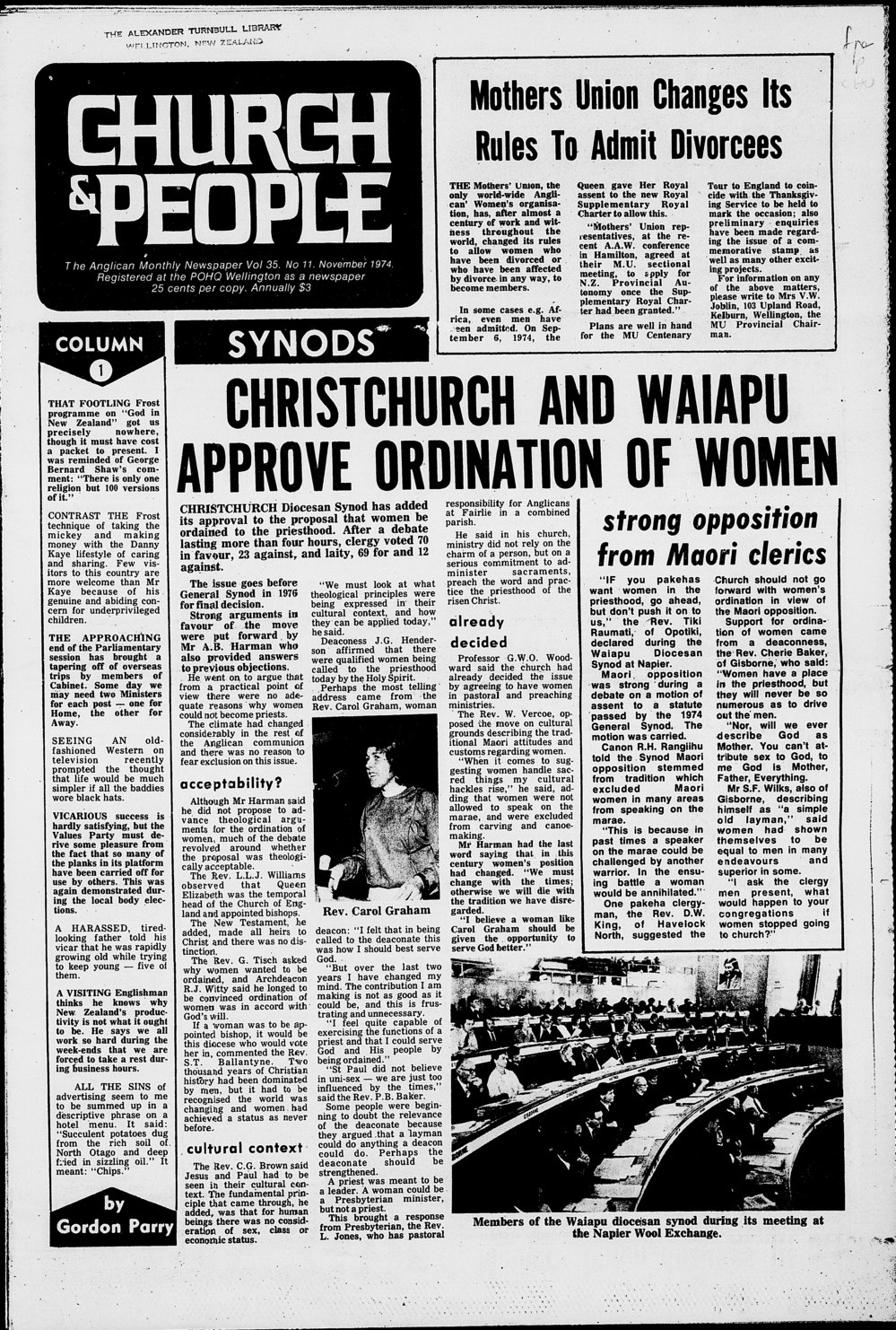 Church &amp; People: November 1974