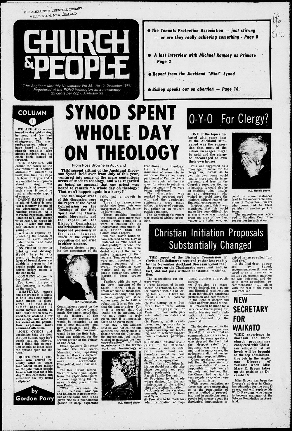 Church &amp; People: December 1974