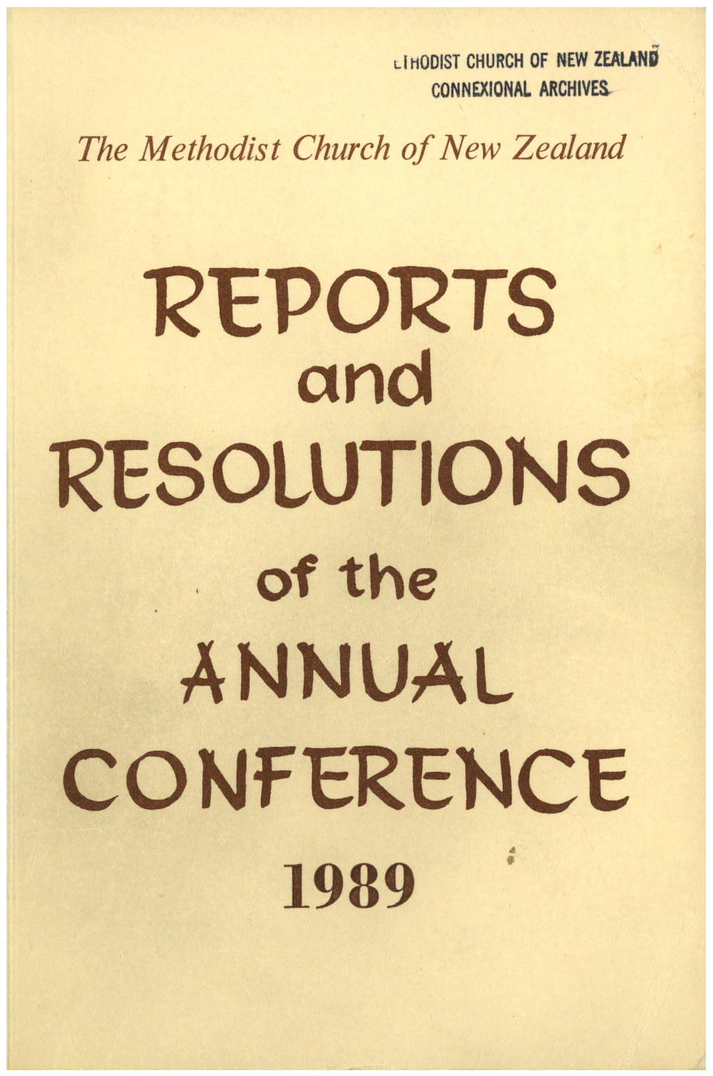 Methodist Church of New Zealand Conference Minutes 1989