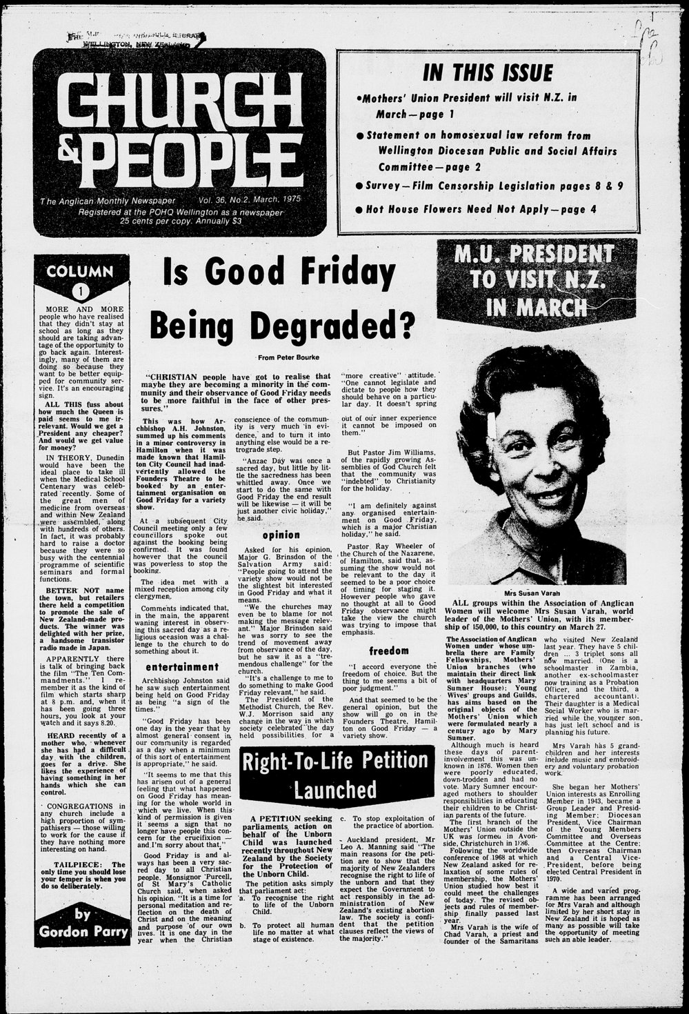 Church &amp; People: March 1975