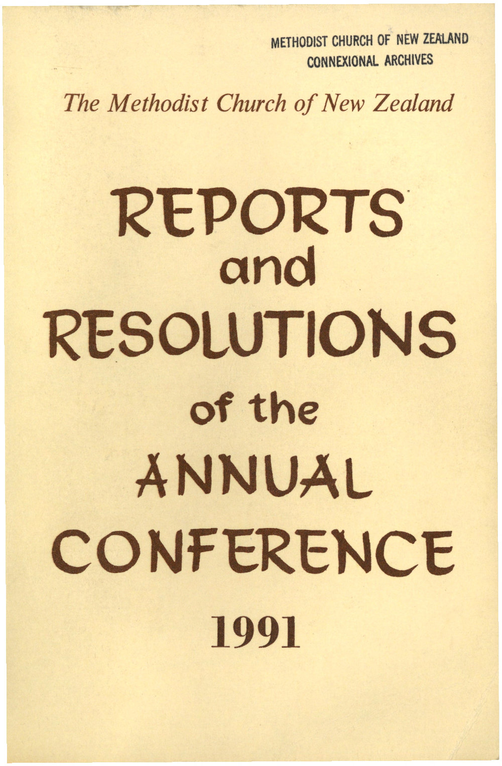 Methodist Church of New Zealand Conference Minutes 1991