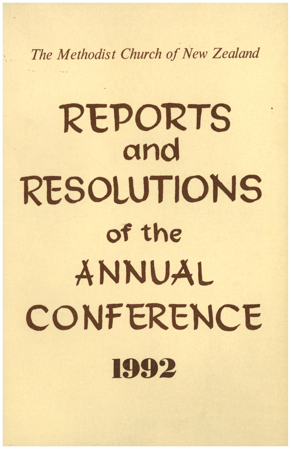 Methodist Church of New Zealand Conference Minutes 1992