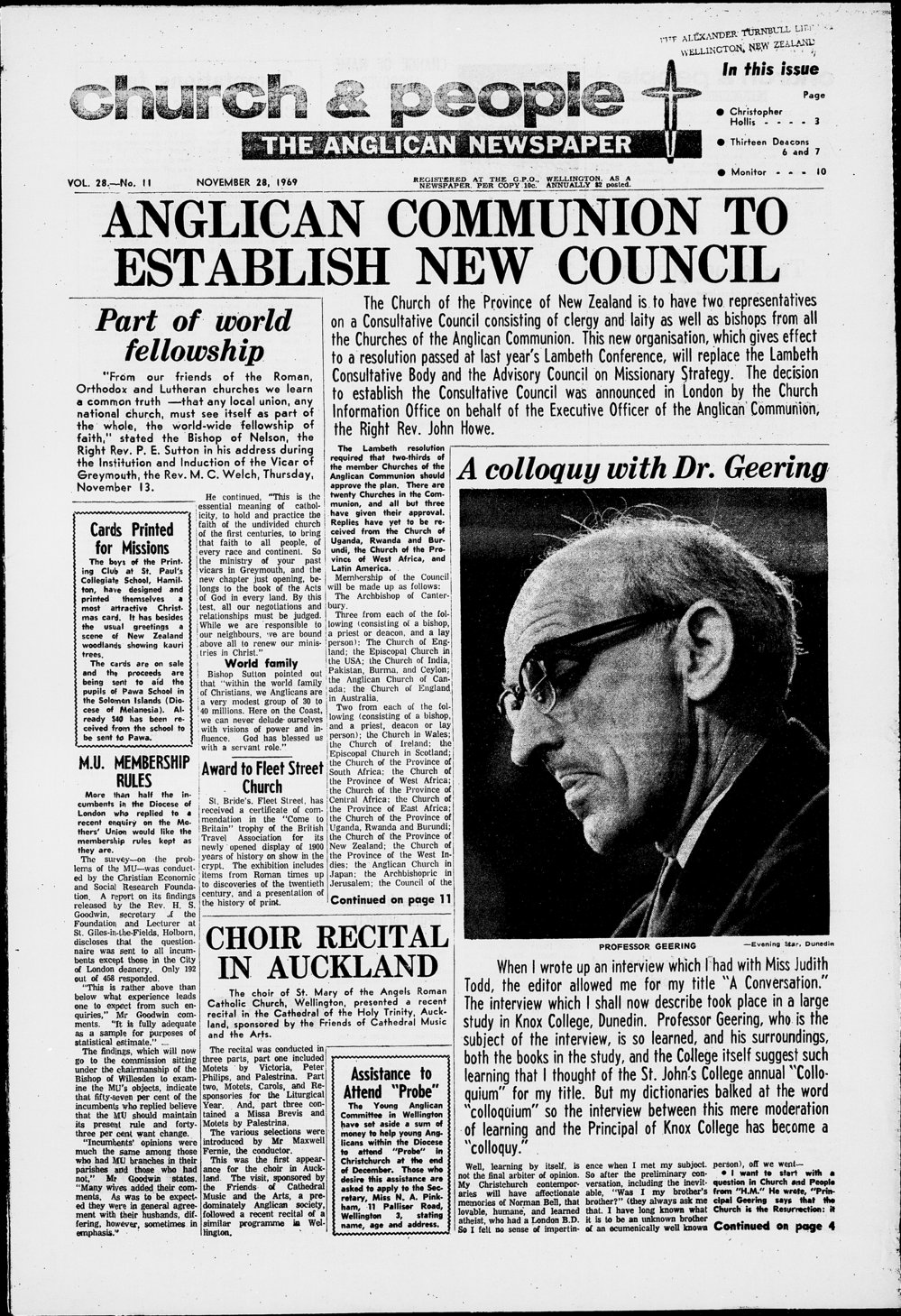 Church &amp; People: 28th November 1969