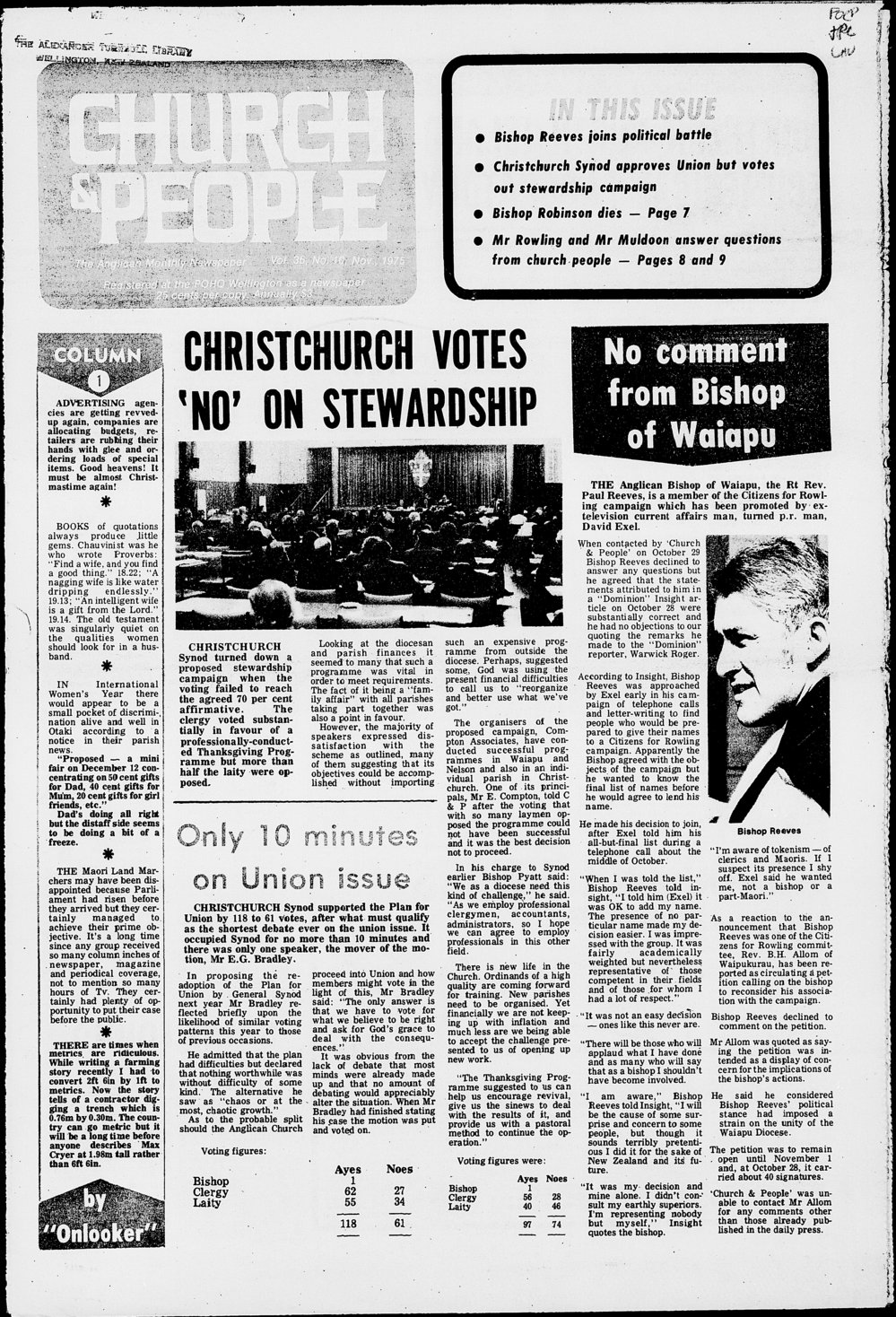 Church &amp; People: November 1975