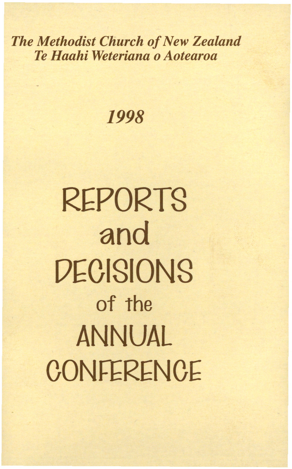 Methodist Church of New Zealand Conference Minutes 1998