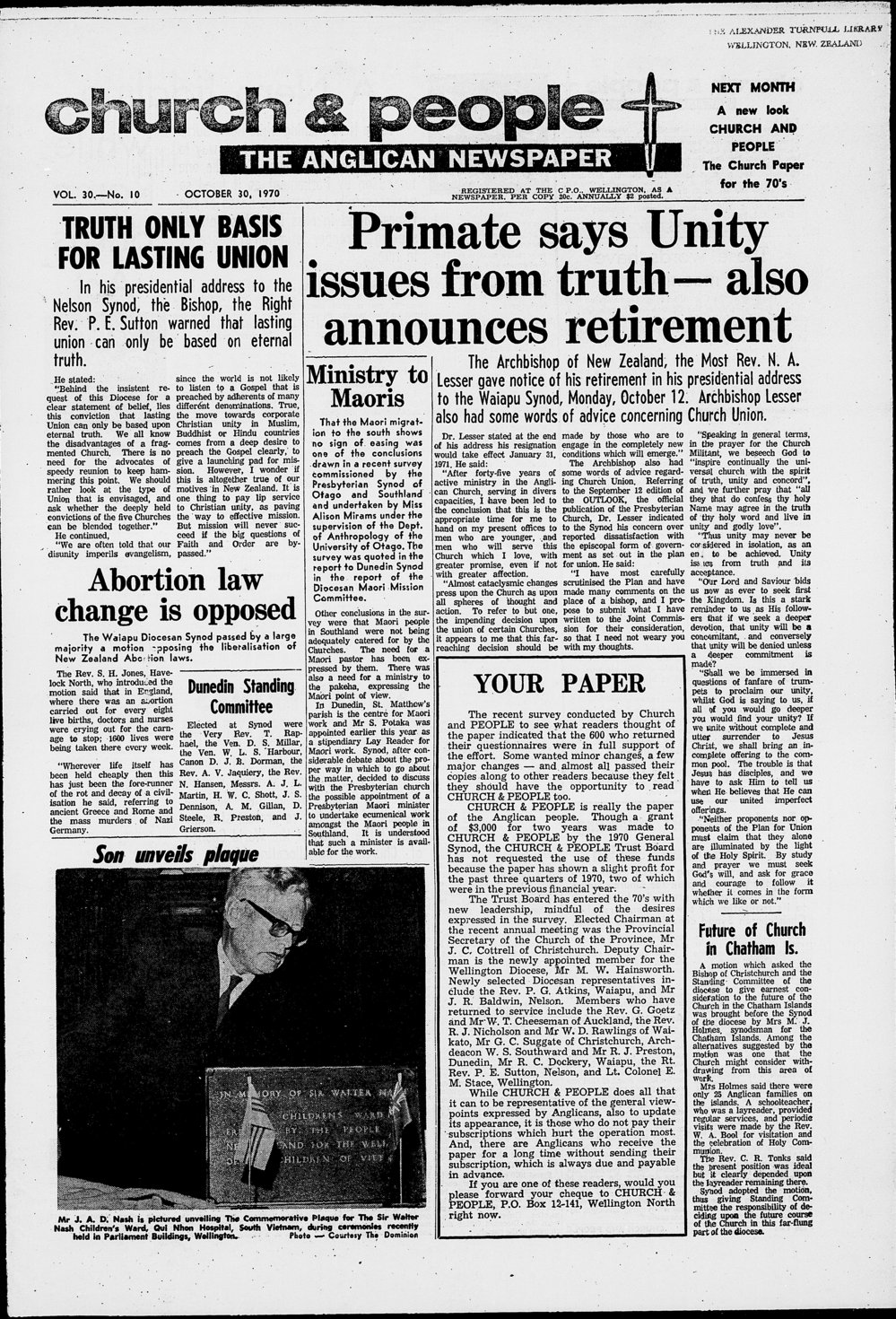 Church &amp; People: 30th October 1970