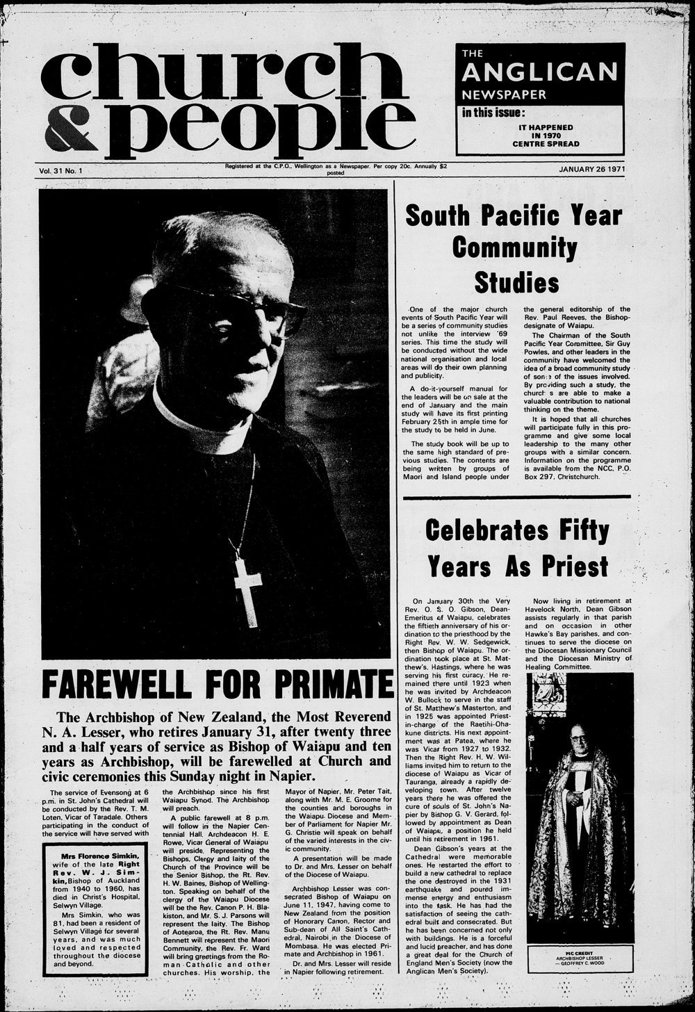 Church &amp; People: 26th January 1971