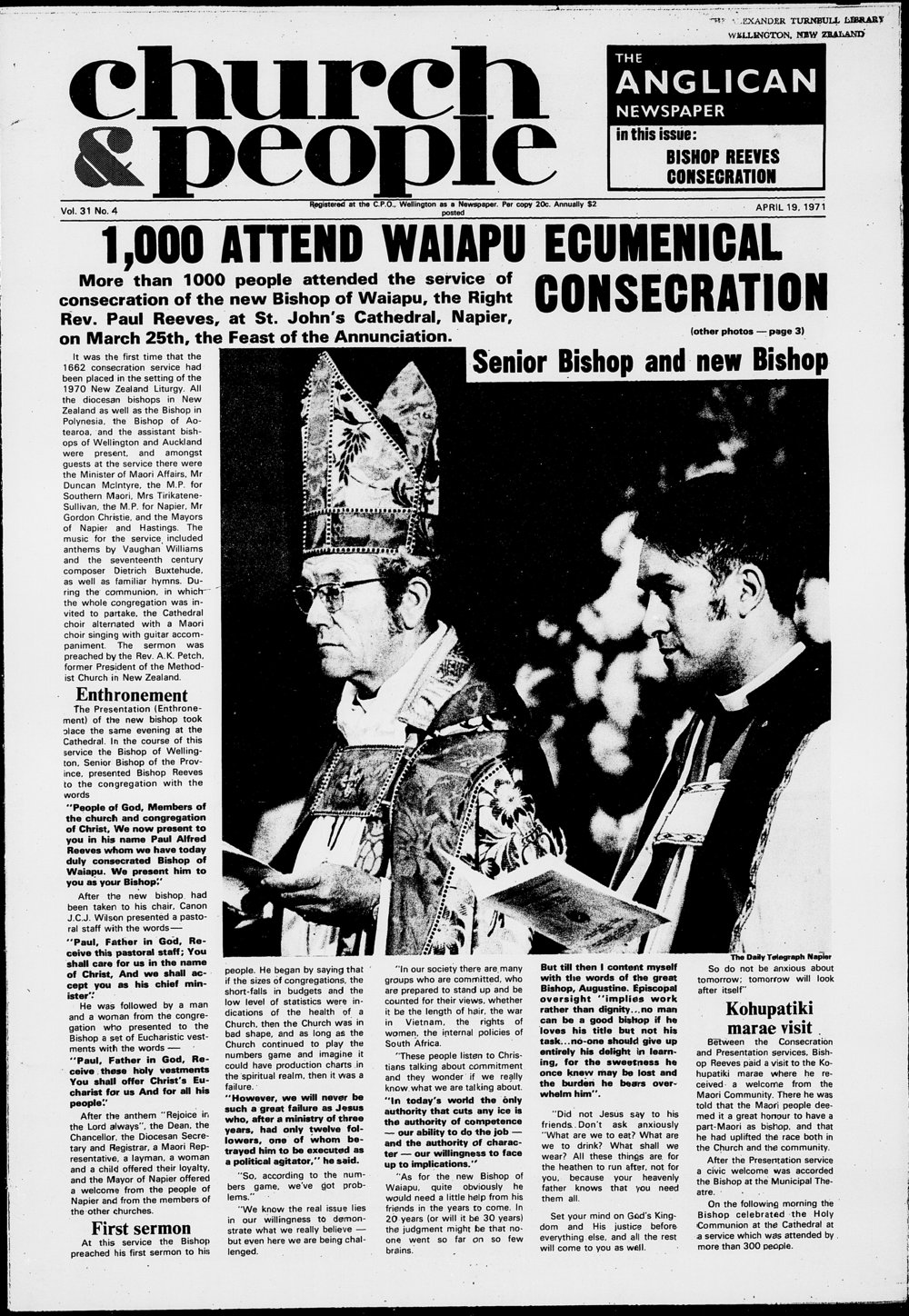 Church &amp; People: 19th April 1971